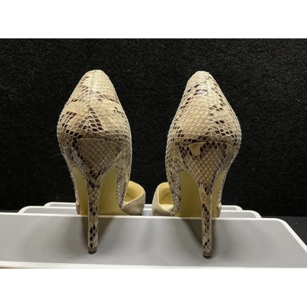 Steve Madden Gaber Beige Suede Snake Print Heels Stiletto Size‎ 8.5M